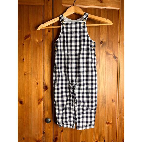 Janie & Jack Merchant Marine Gingham Overall Romper Baby Girl 18 24 Months Blue - Picture 4 of 10